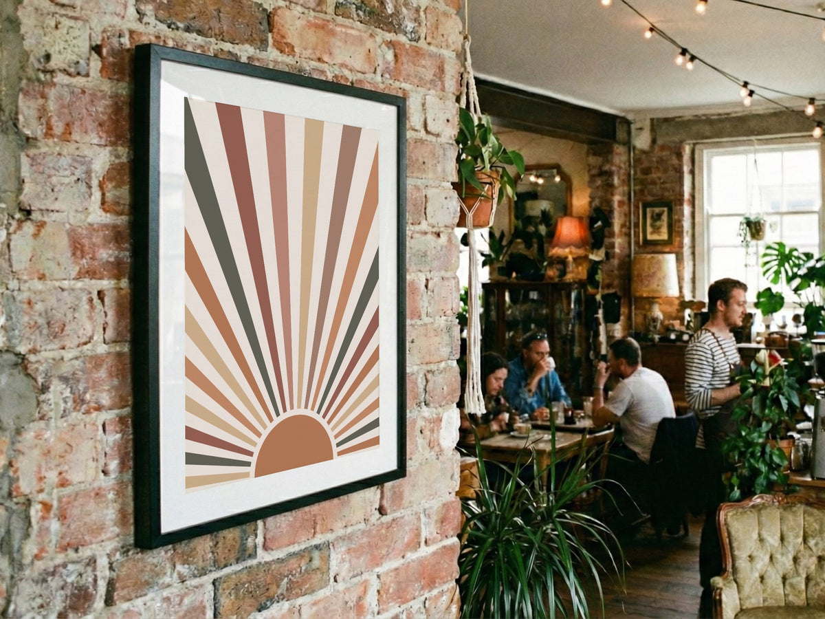 Terracotta Sunray Geometric Poster