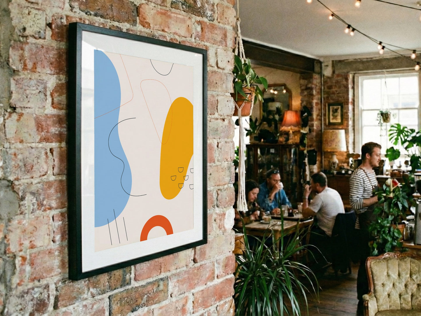 Blue Yellow Opposing Curves Abstract Poster