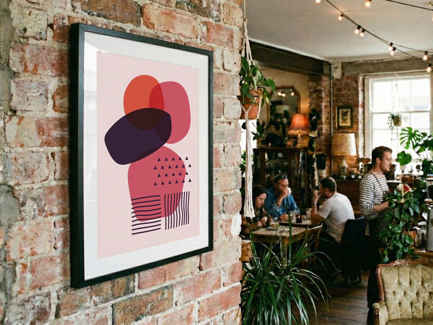 Pink Navy Stacked Organic Shapes Poster