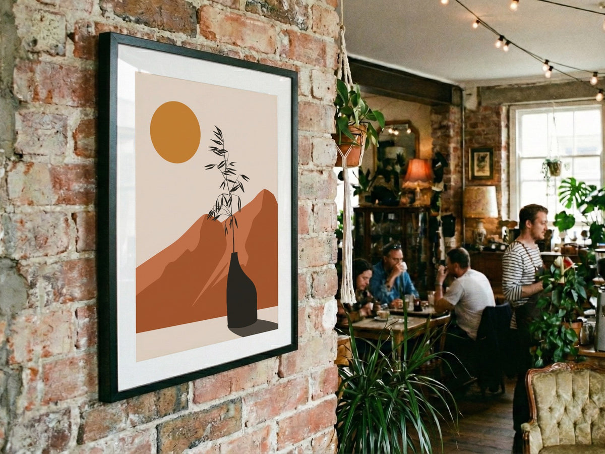 Orange Desert Vase Landscape Poster
