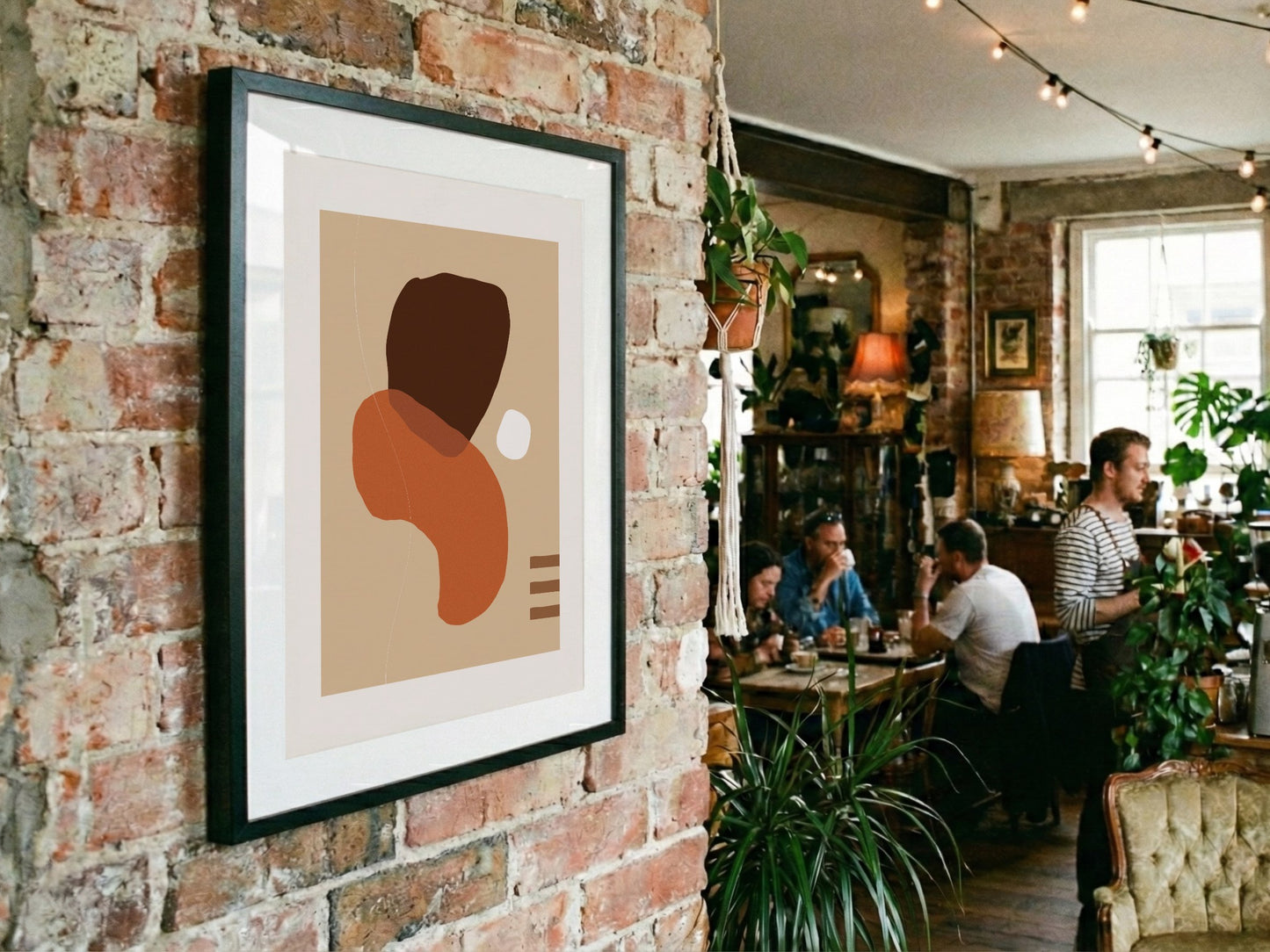Terracotta Brown Vertical Flow Abstract Poster