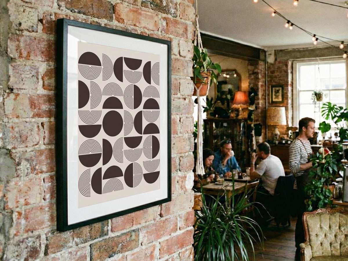 Brown Cream Geometric Tile Poster