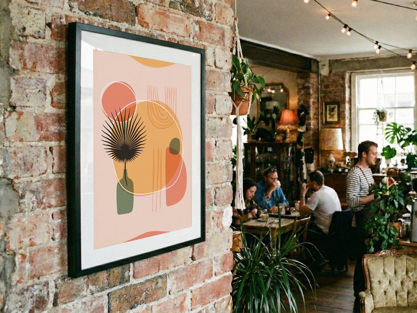 Peach Green Organic Circle Balance Poster