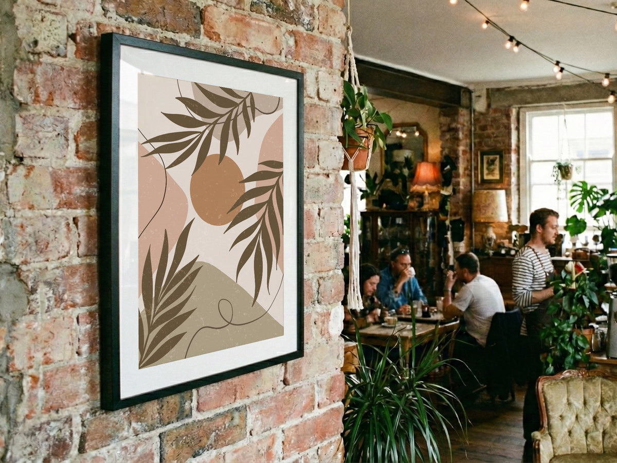 Brown Taupe Botanical Leaf Collage Poster