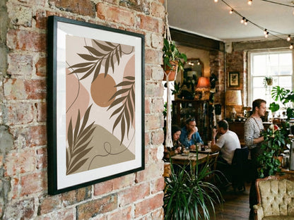 Brown Taupe Botanical Leaf Collage Poster