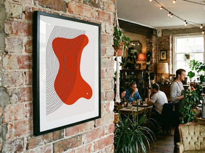 Red Orange Curved Silhouette Abstract Poster