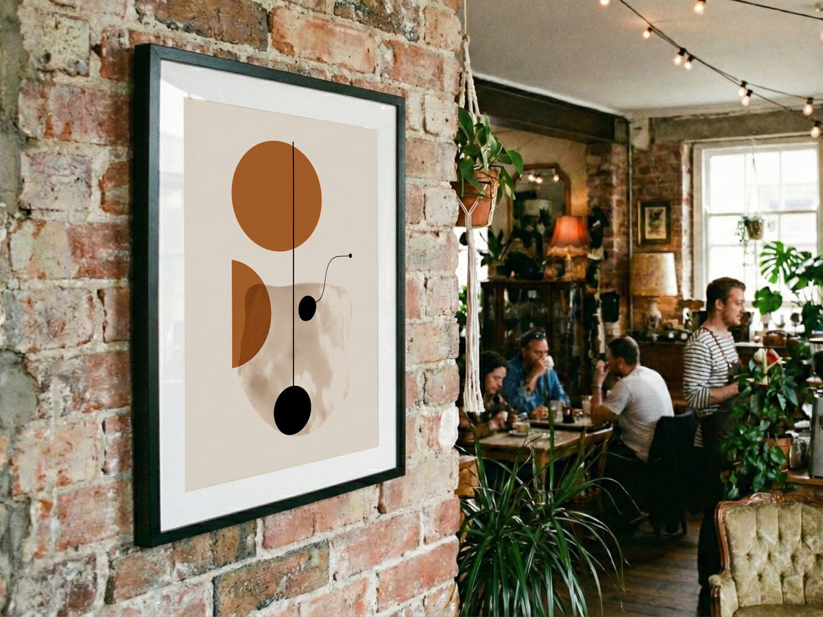 Ochre Dot and Curve Poster