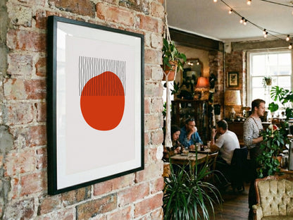 Red Circle Striped Lines Abstract Poster