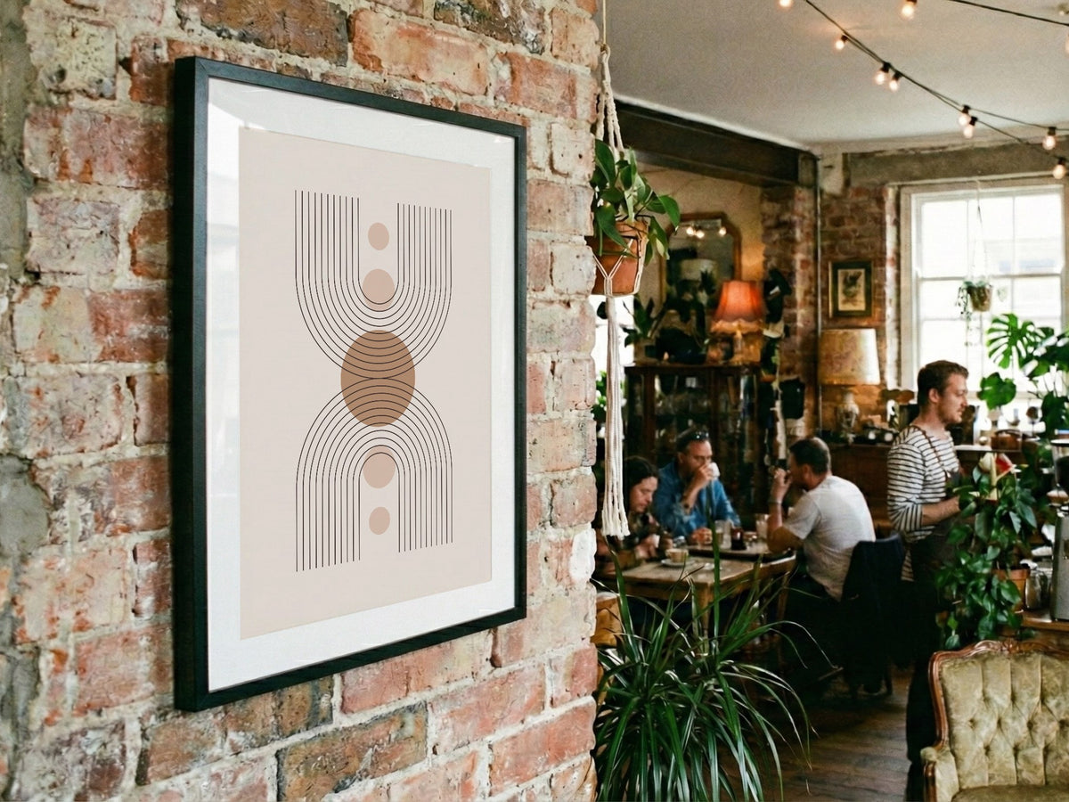 Taupe Central Medallion Lines Poster