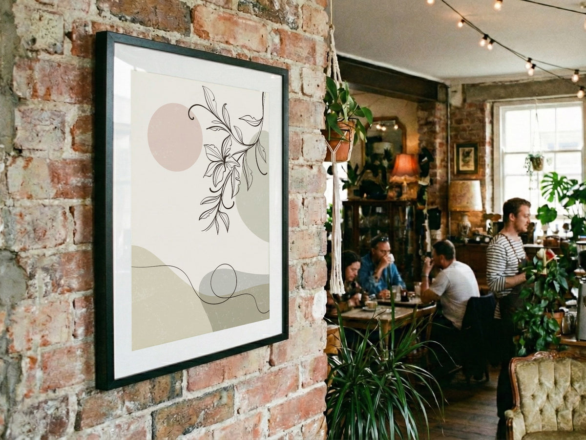 Neutral Botanical Line Landscape Poster