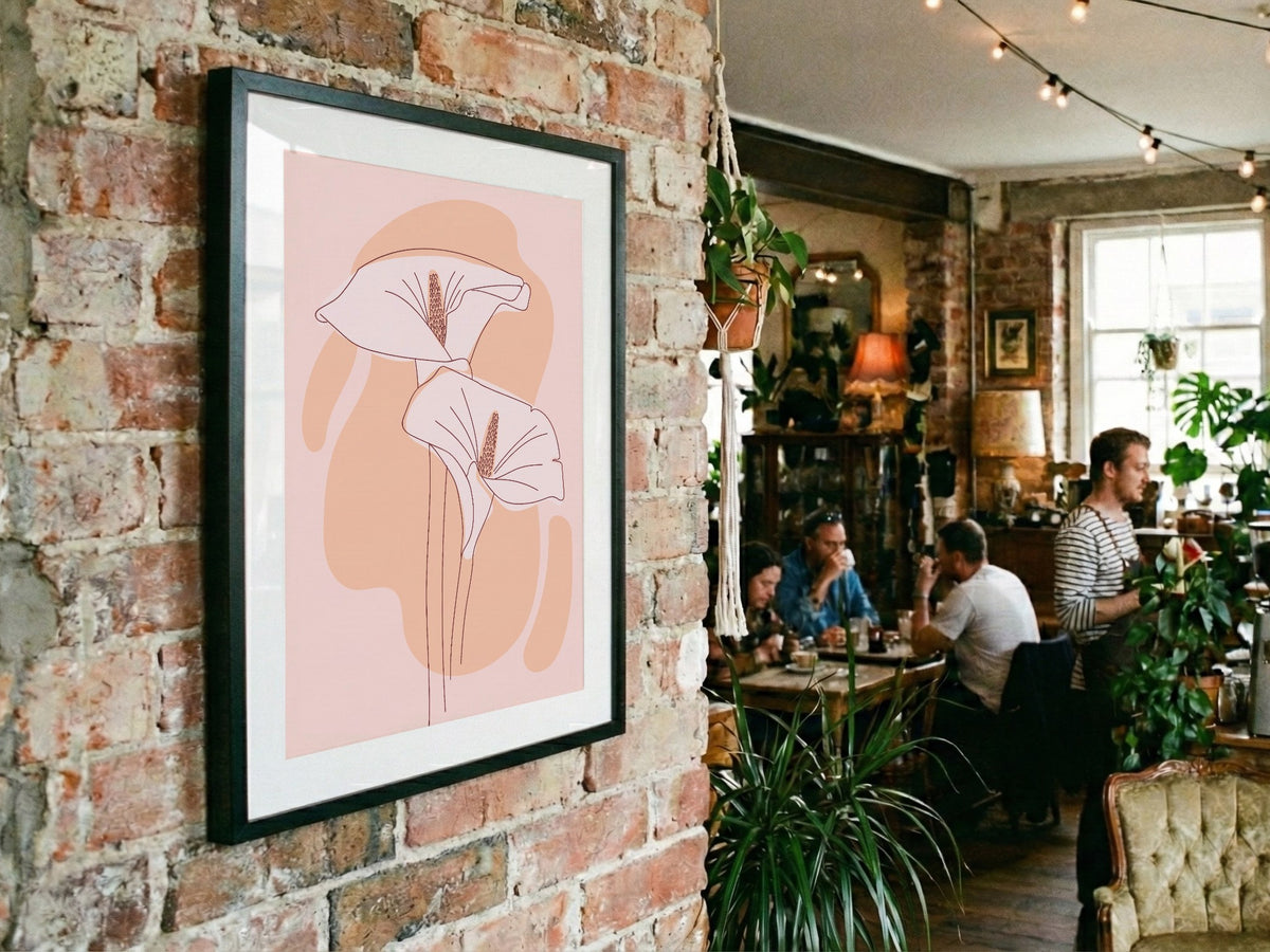 Peach Twin Mushroom Abstract Poster