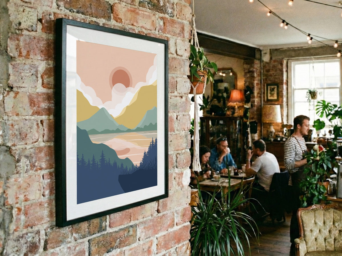 Pastel Mountain Valley Abstract Poster