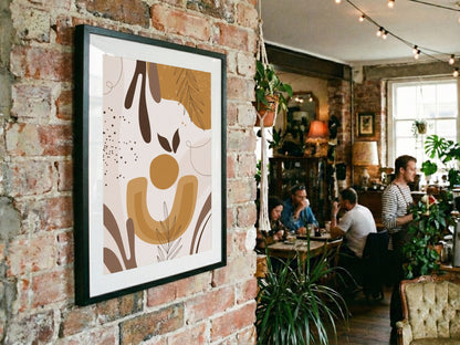 Brown Ochre Botanical Forms Abstract Poster