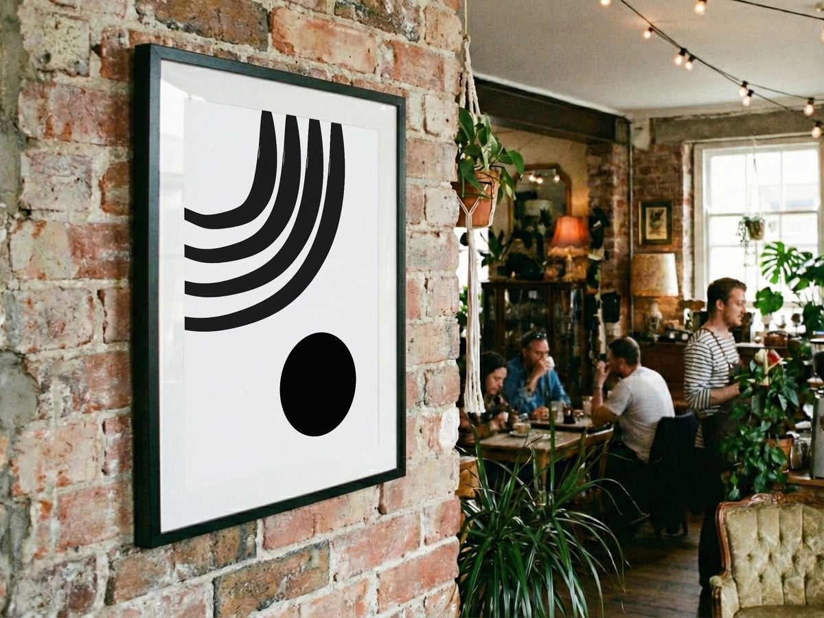 Black Triple Curve Graphic Poster