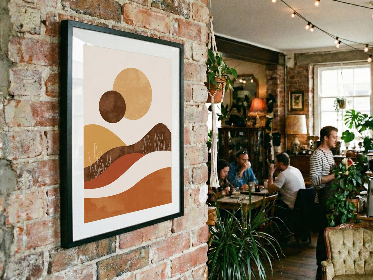 Ochre Rolling Hills Abstract Poster