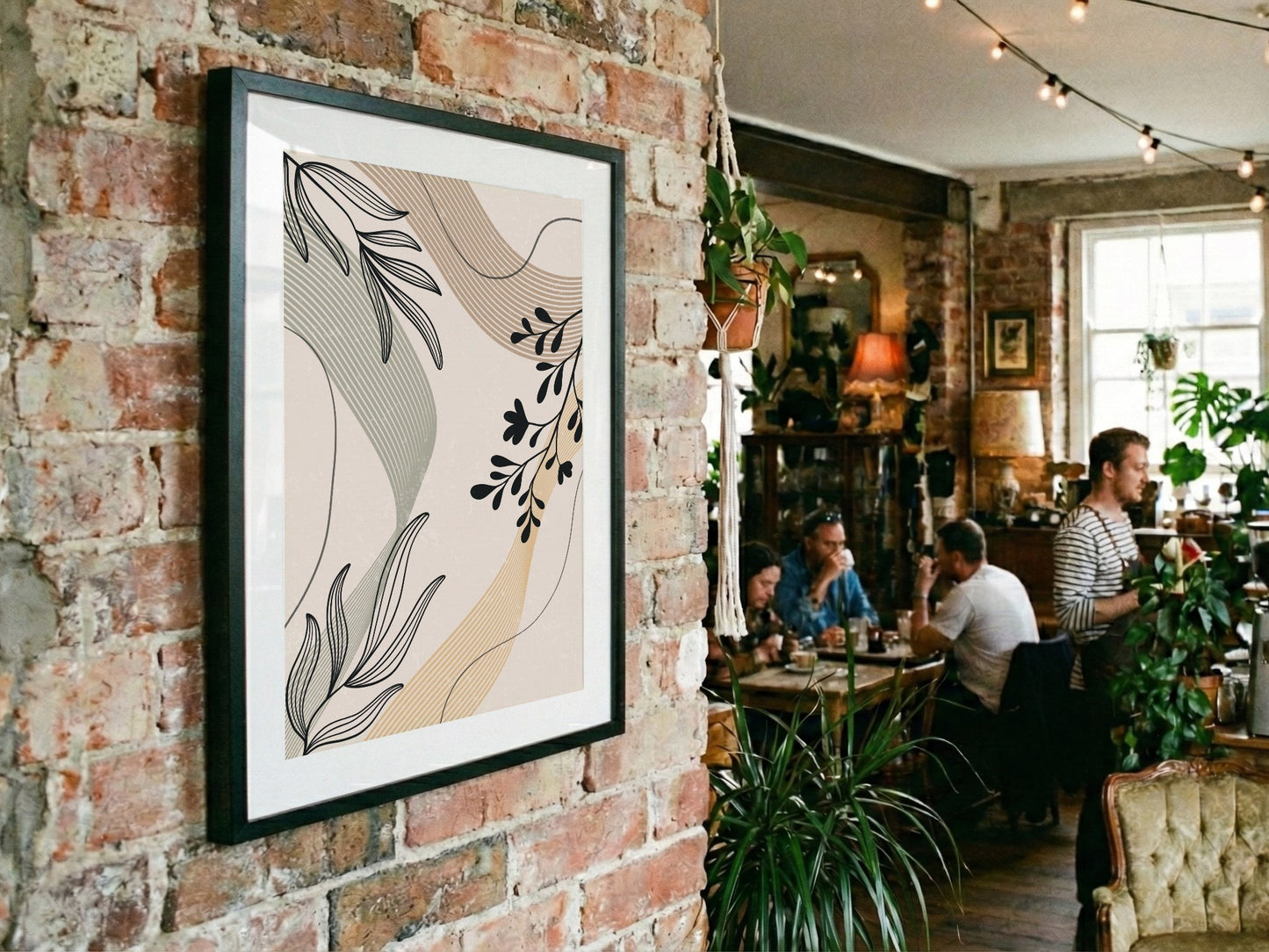 Grey Sage Botanical Line Collage Poster