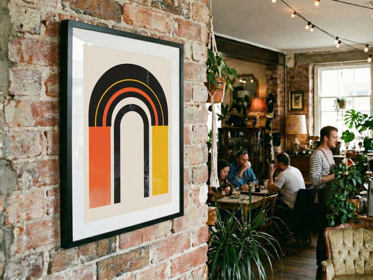 Black Orange Colour Block Arch Poster