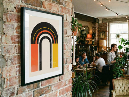 Black Orange Colour Block Arch Poster