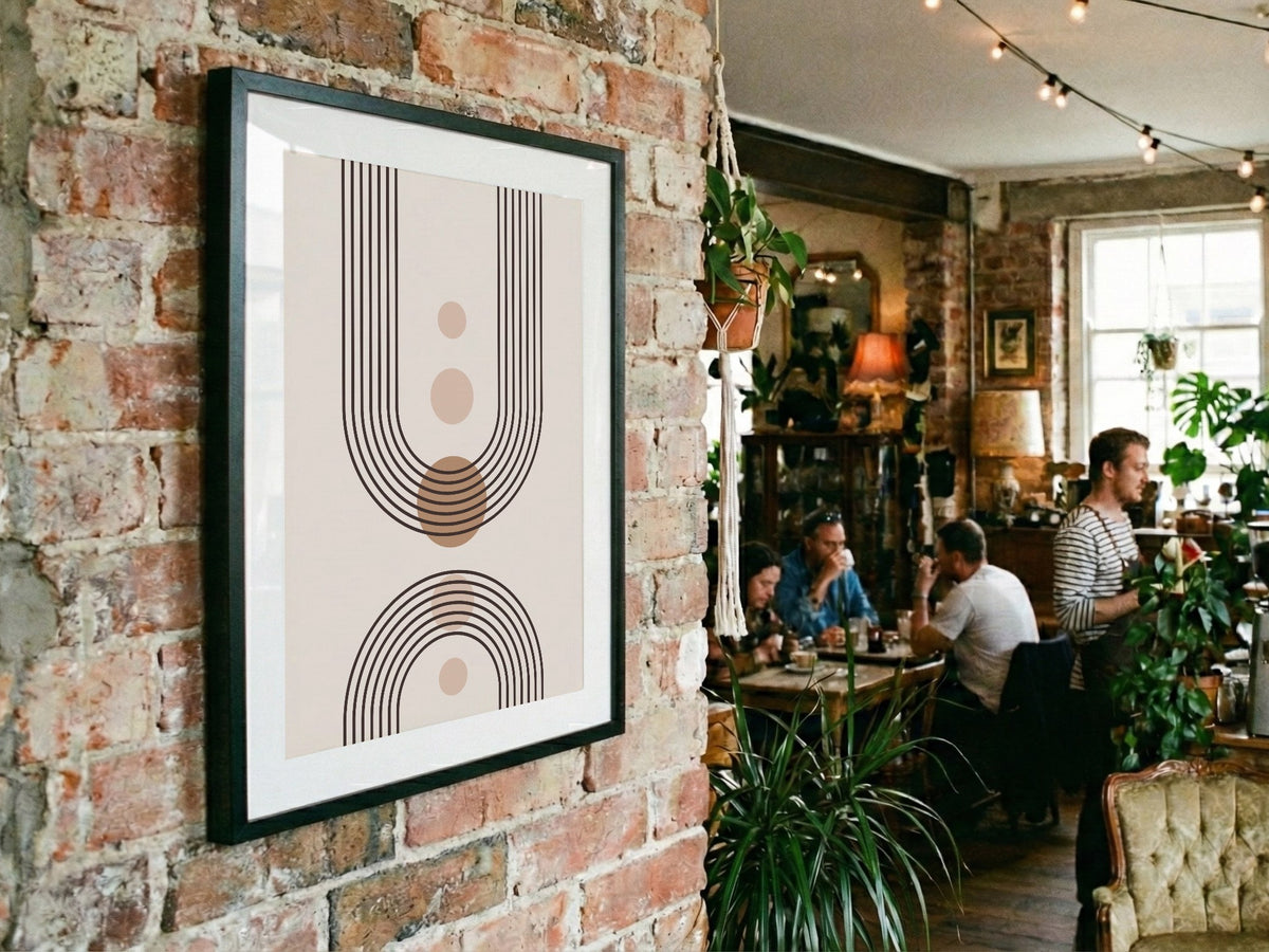 Taupe Long U-Line Medallion Poster