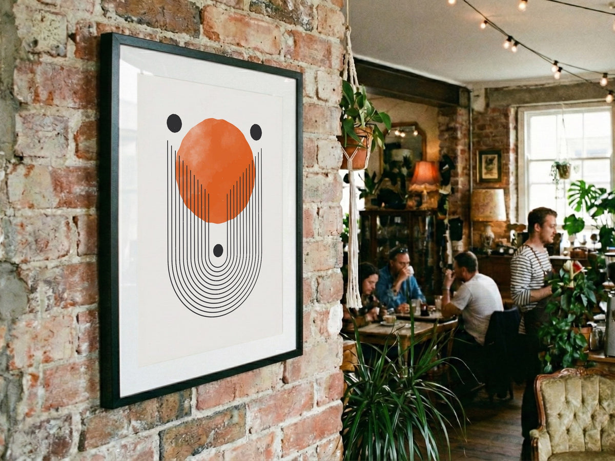 Orange Sun Disc Abstract Poster