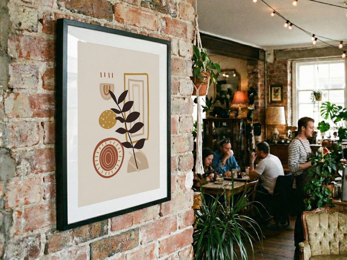 Brown Ochre Botanical Frame Abstract Poster