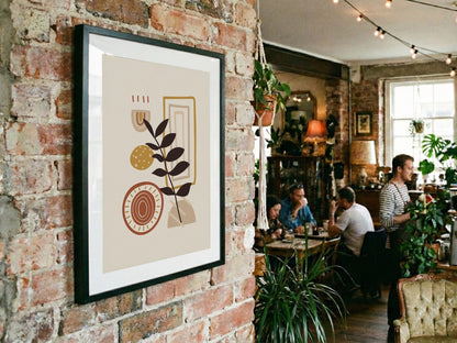 Brown Ochre Botanical Frame Abstract Poster