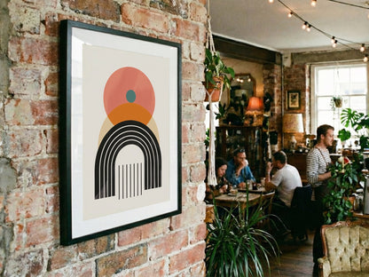 Coral Sun and Black Rainbow Poster