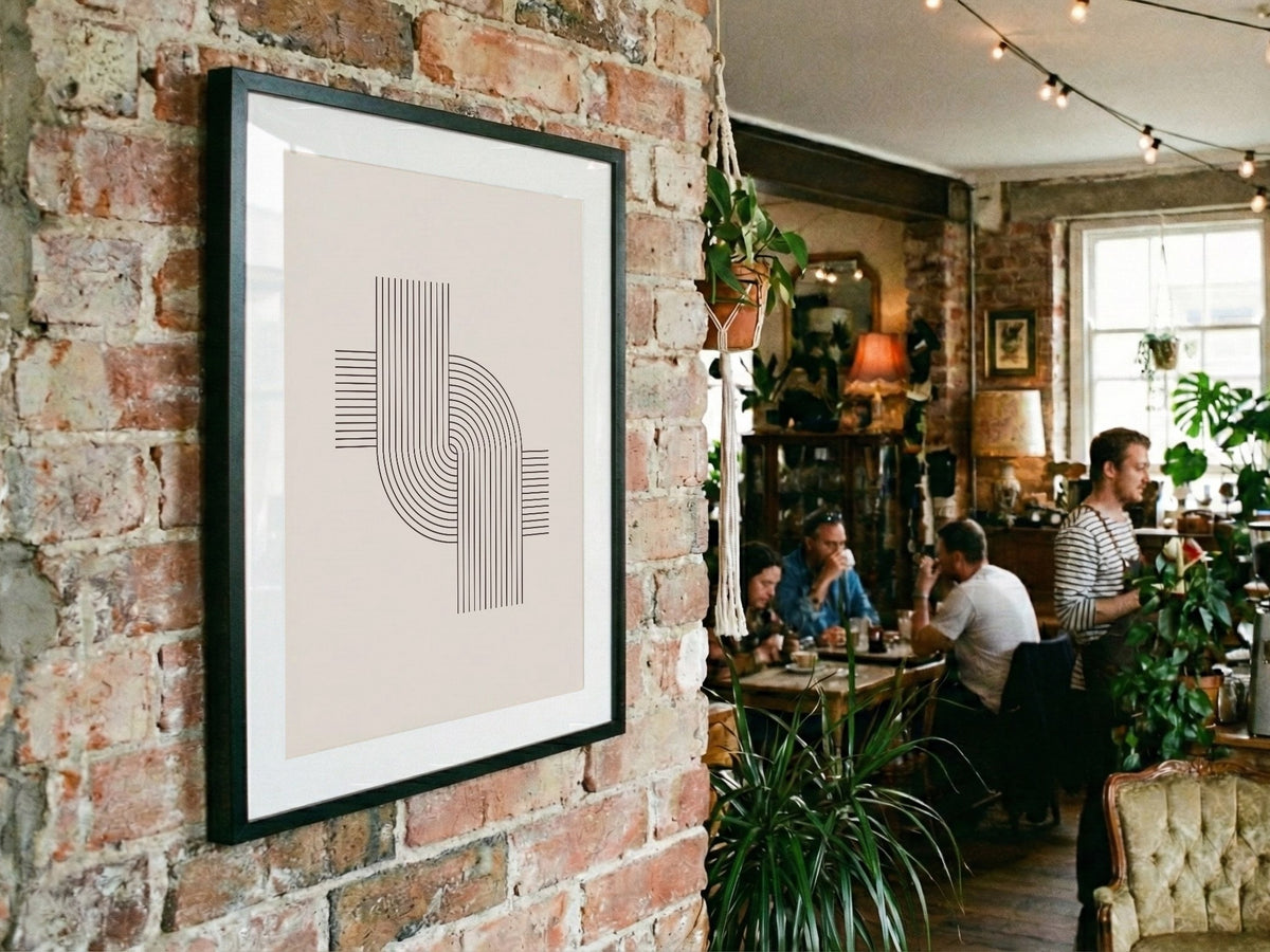 Grey Offset Step Lines Poster