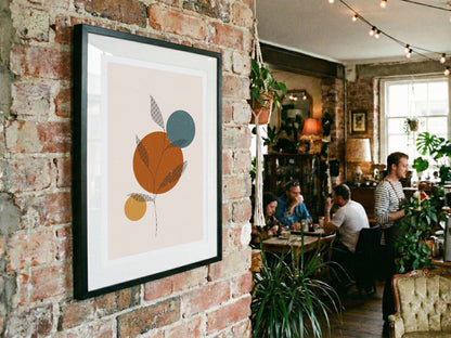 Teal Ochre Stacked Circles Abstract Poster