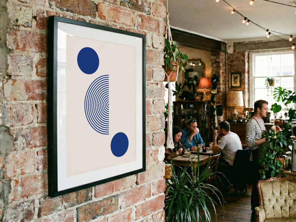 Blue Circle and Semicircle Poster