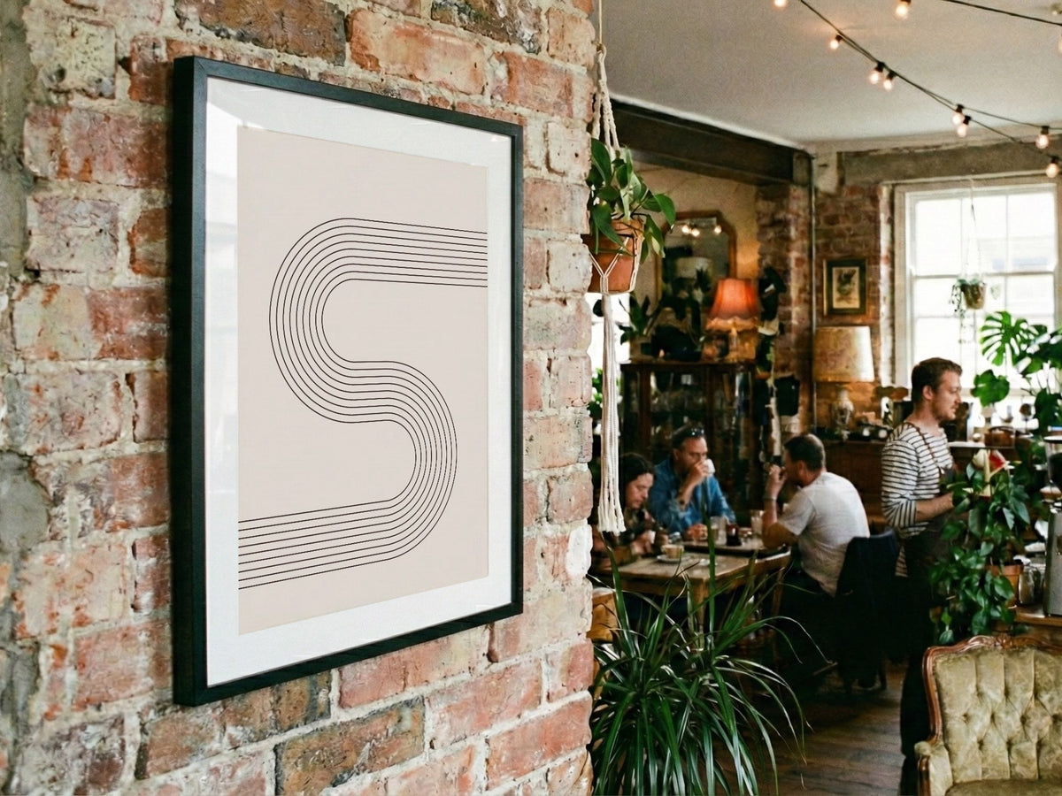 Grey Soft S-Curve Line Poster