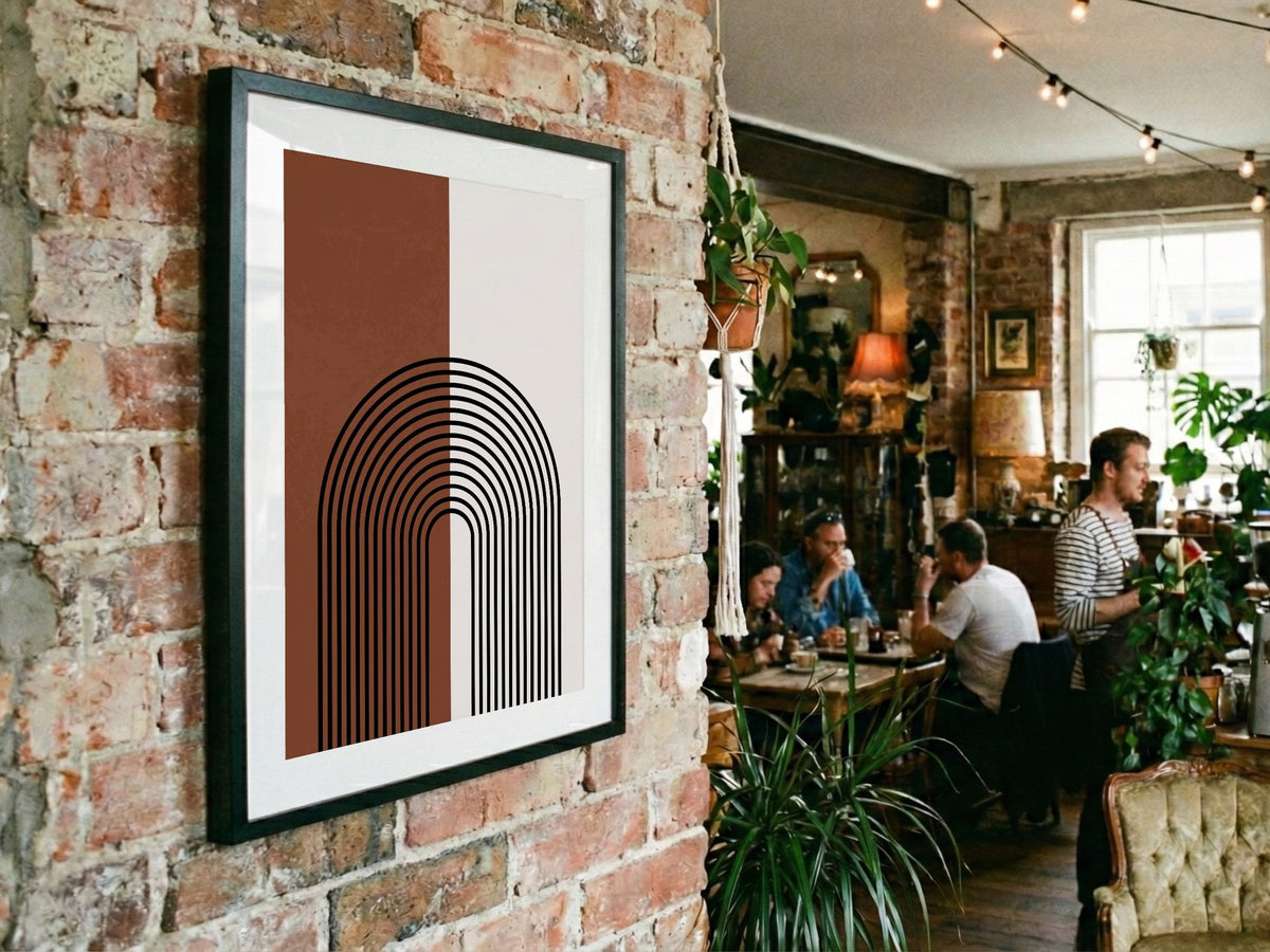 Terracotta Split Circle Line Poster