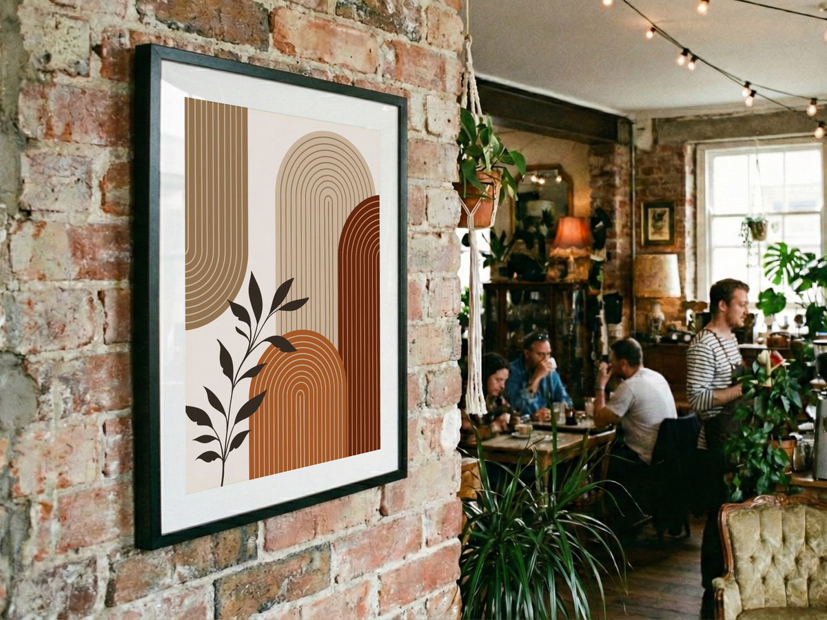 Brown Botanical Corner Arch Poster