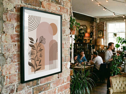 Beige Brown Botanical Architecture Abstract Poster
