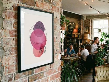 Pink Purple Layered Ovals Abstract Poster