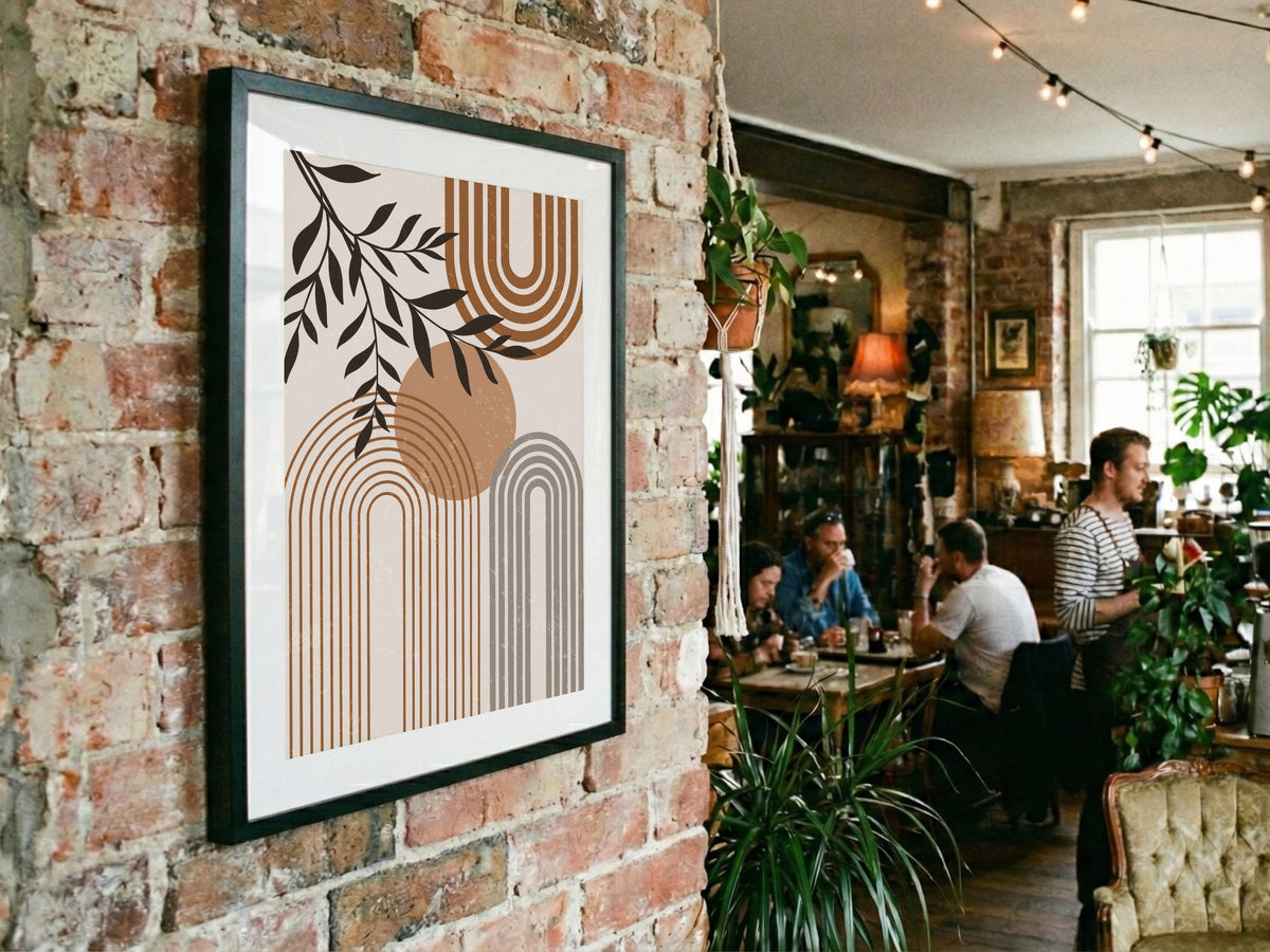 Beige Botanical Rainbow Poster