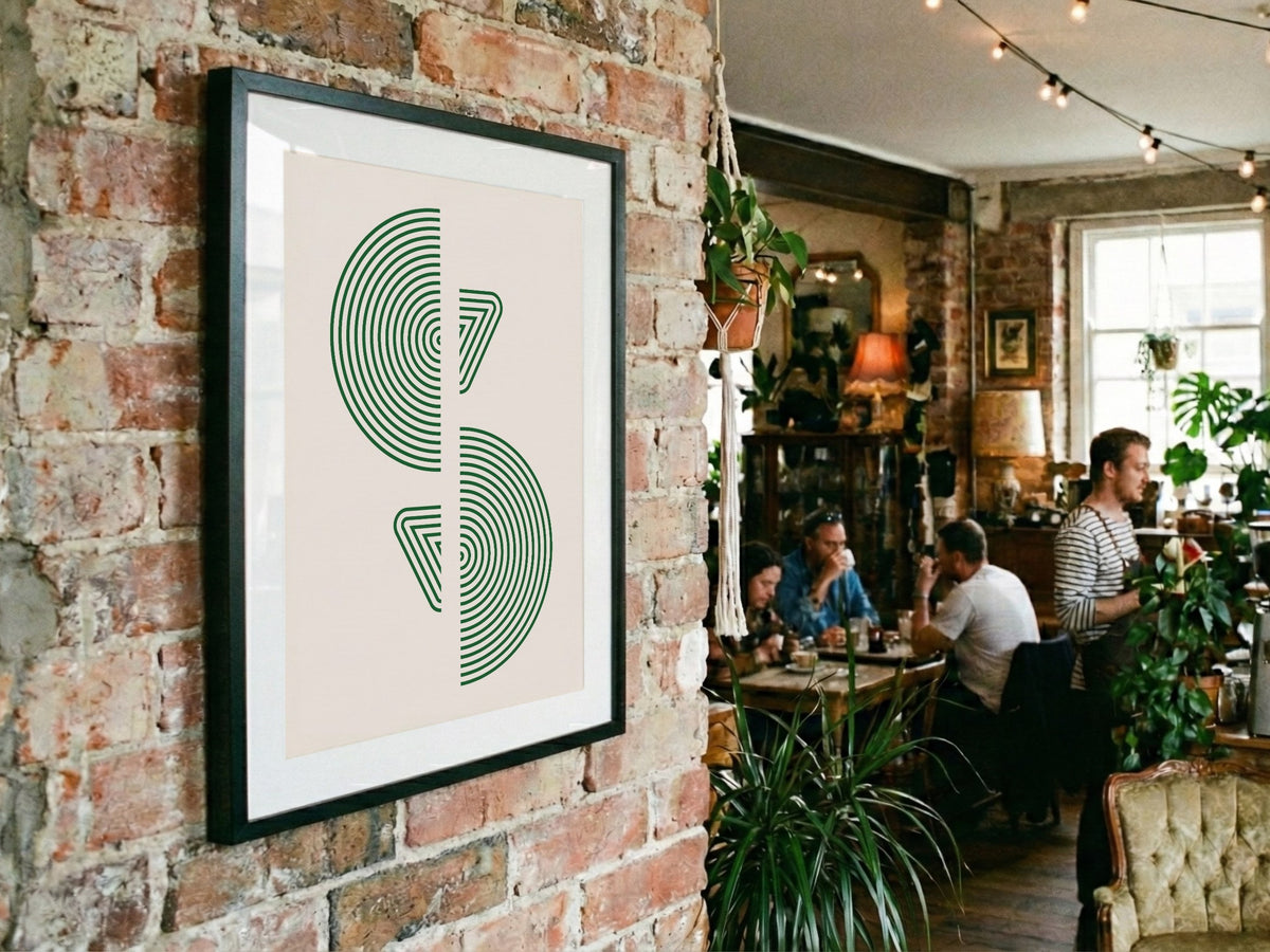 Green Mirrored Leaf Forms Poster