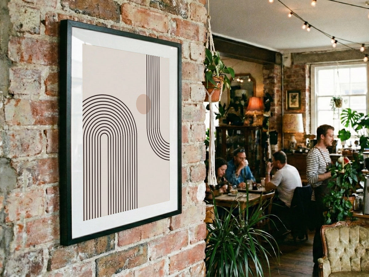 Taupe Corner Rainbow Lines Poster
