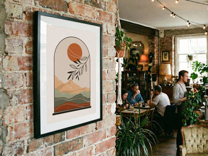 Rust Sun Leaf Arch Poster