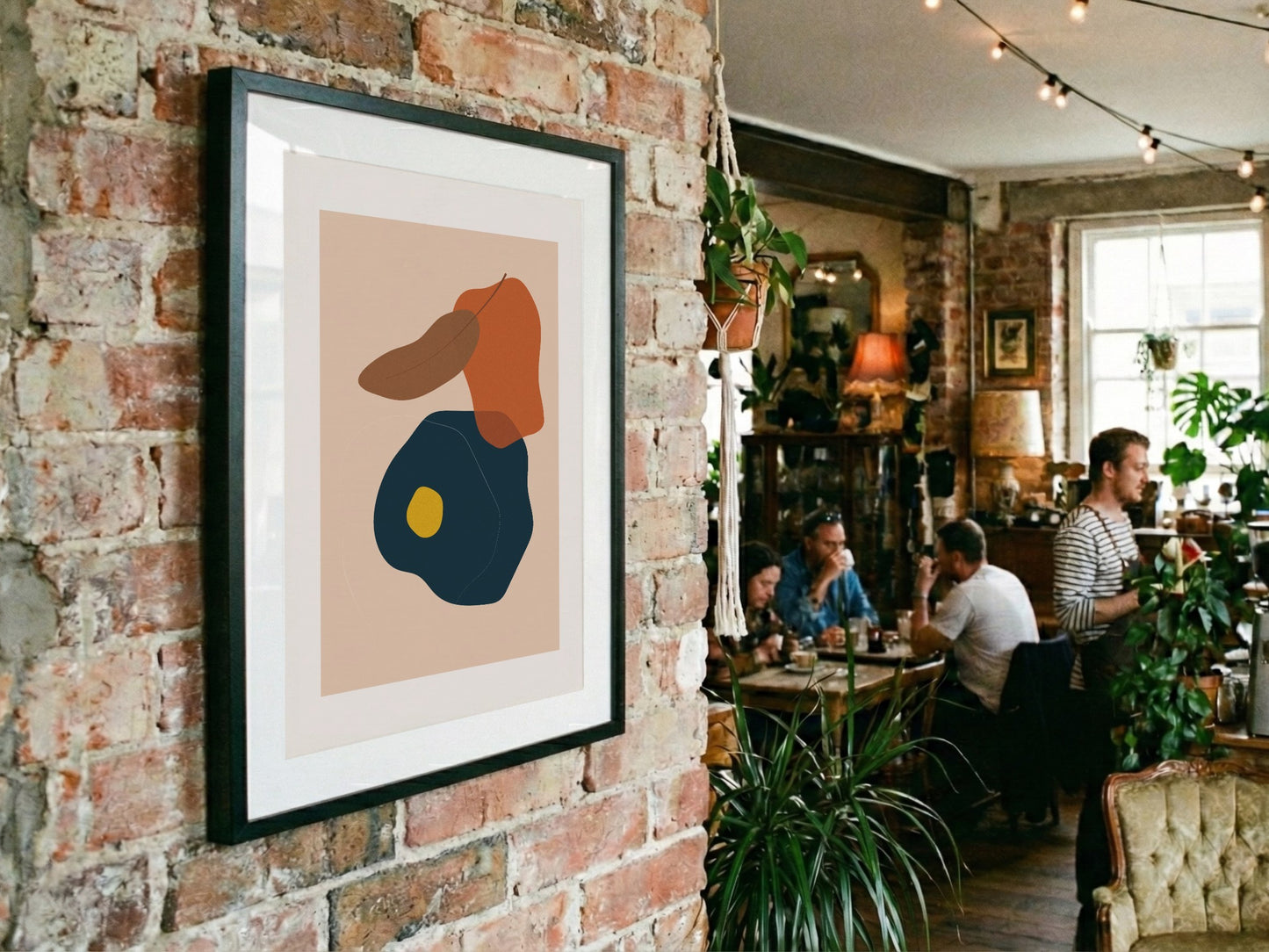 Terracotta Navy Stacked Forms Abstract Poster