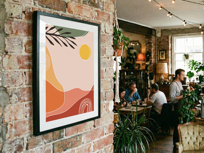 Peach Orange Botanical Landscape Abstract Poster