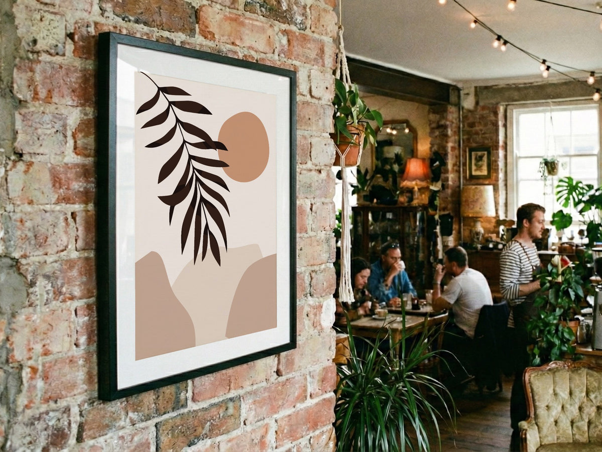 Beige Palm Shadow Abstract Poster
