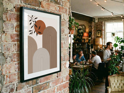 Brown Botanical Layered Arches Poster