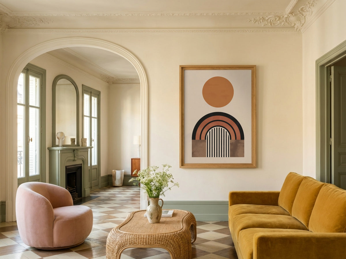 Ochre Orb and Rainbow Poster