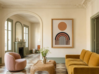 Ochre Orb and Rainbow Poster