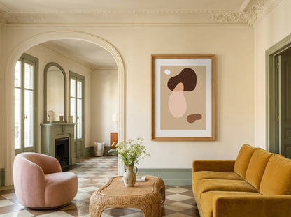 Brown Cream Organic Balance Abstract Poster