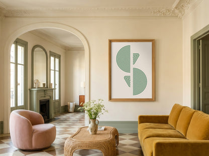 Green Mirrored Leaf Forms Poster