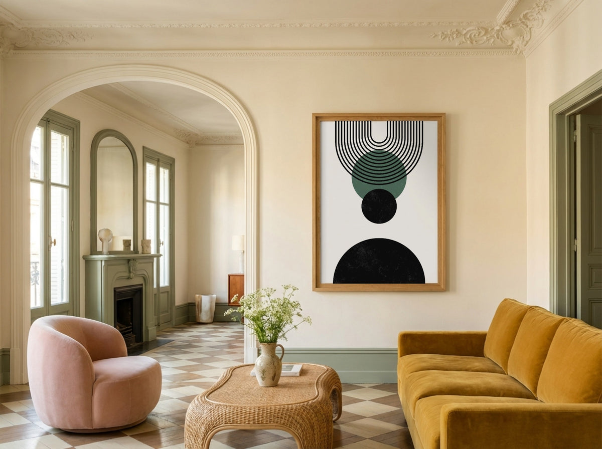 Green Hanging Circle Geometric Poster