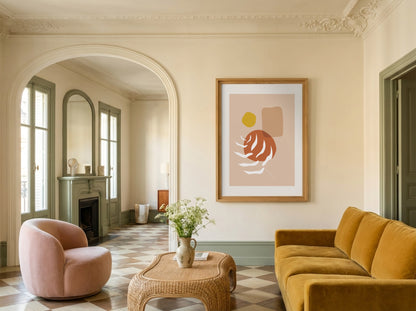 Orange Linear Swirl Organic Abstract Poster