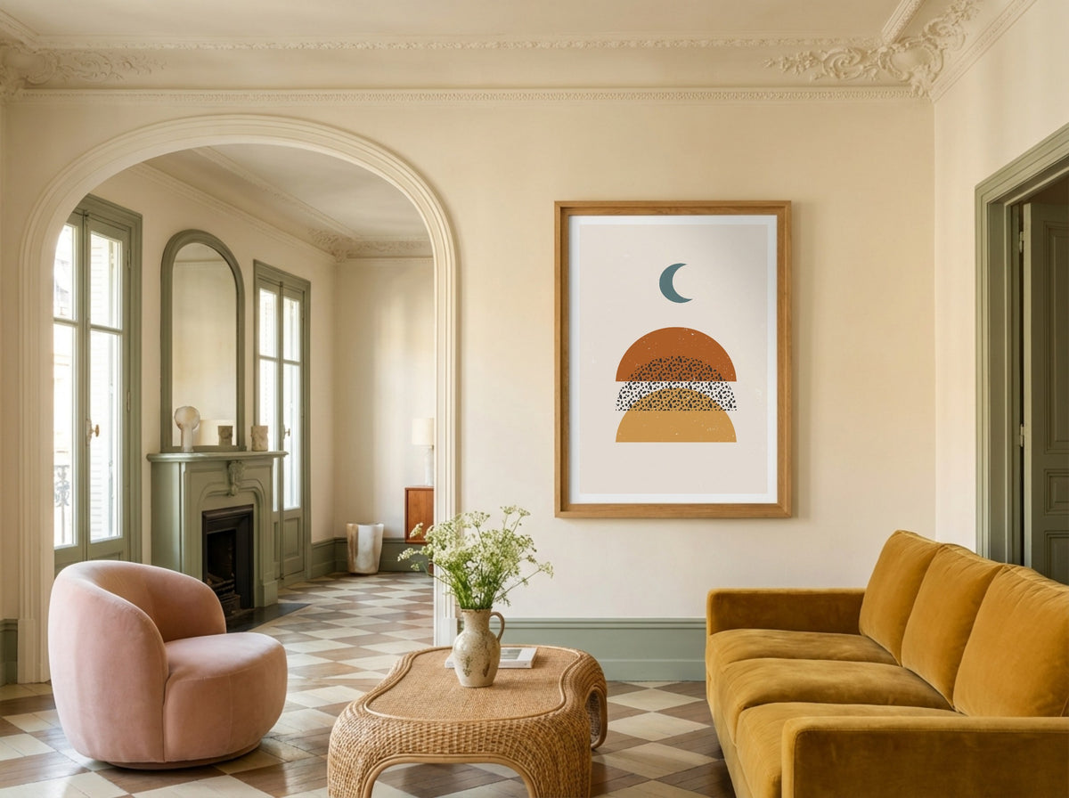 Ochre Moonlit Horizon Poster